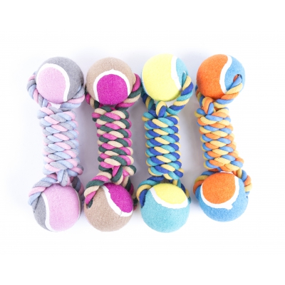 Jouet pour chien - Lot de 4 cordes + 2 balles de tennis - 25cm