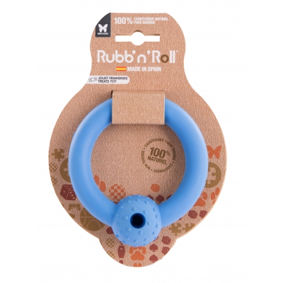 Jouet Rubb'n'Roll spécial friandise - anneau bleu - 10,5 cm 