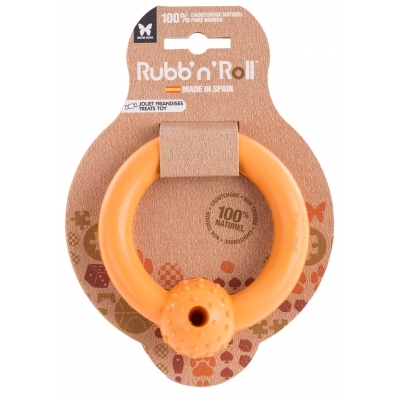 Jouet Rubb'n'Roll spécial friandise - anneau orange - 10,5 cm 