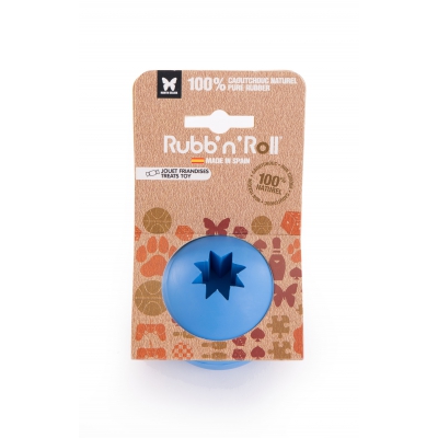 Jouet Rubb'n'Roll spécial friandise - balle bleu - 7 cm 