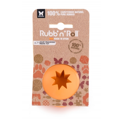 Jouet Rubb'n'Roll spécial friandise - balle orange - 7 cm 