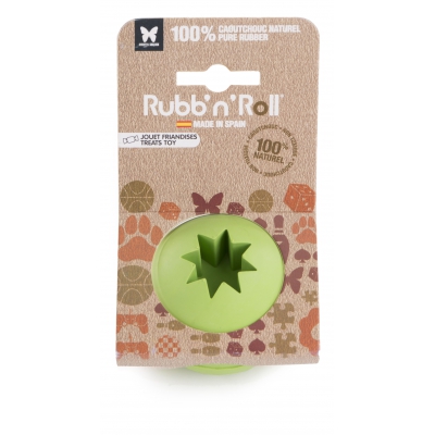 Jouet Rubb'n'Roll spécial friandise - balle vert - 7 cm 