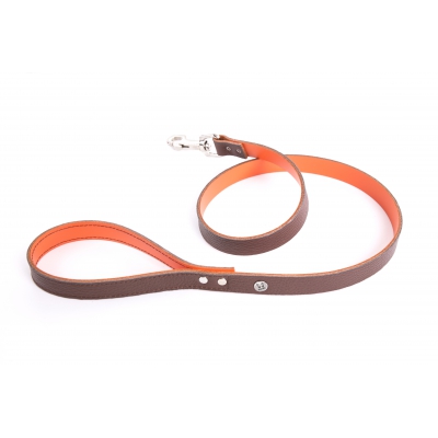 Laisse cuir Allure en cuir Marron/Orange - L.100 x l.1,9 cm