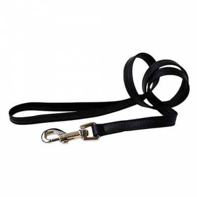 Laisse cuir façon agneau noir