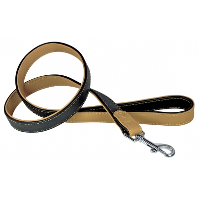 Laisse cuir pour chien - DUO - noir/café