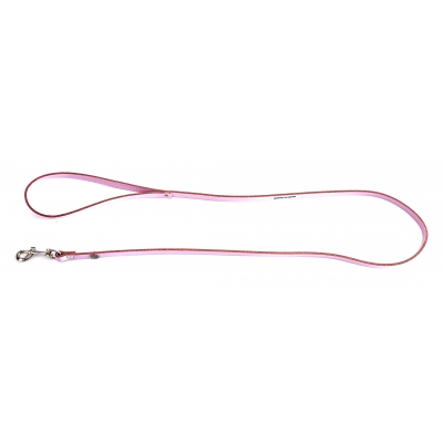 Laisse en cuir rose pour chien - cuir coloré classique et riveté