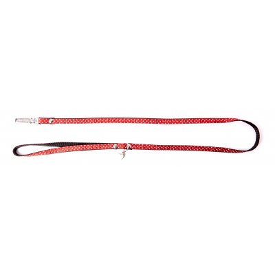 Laisse pour chien / chat - nylon pois rouge