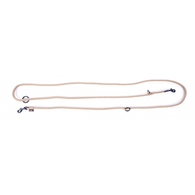 Laisse pour chien multiposition nylon rond beige - 1,3 x 192 cm 