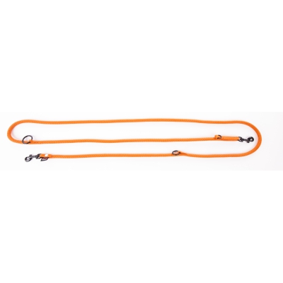 Laisse pour chien multiposition nylon rond orange - 1,3 x 192 cm 