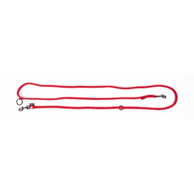 Laisse pour chien multiposition nylon rond rouge - 1,3 x 192 cm 