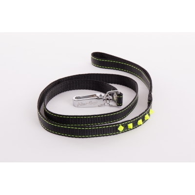 Laisse pour chien - nylon Fluo Black noir & jaune