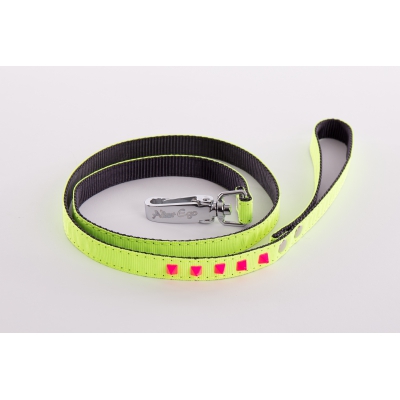 Laisse pour chien - nylon Fluo Color jaune & rose