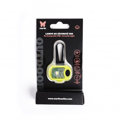 Lampe de sécurité silicone USB - Jaune martin