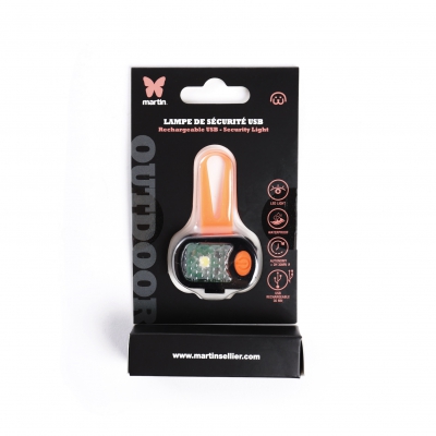 Lampe de sécurité silicone USB - Orange martin
