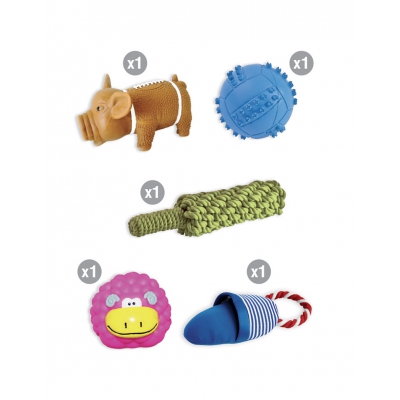 Lot 5 jouets variés pour chien