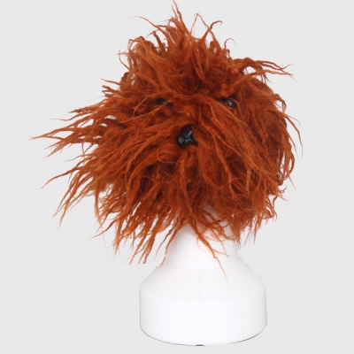 Mannequin tête de chien avec fourrure marron