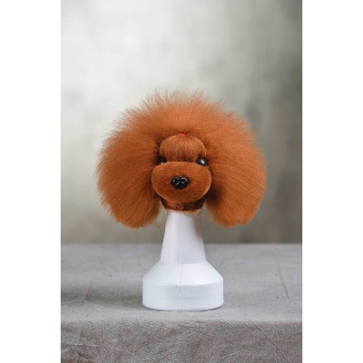 Mannequin tête de chien avec fourrure marron 2