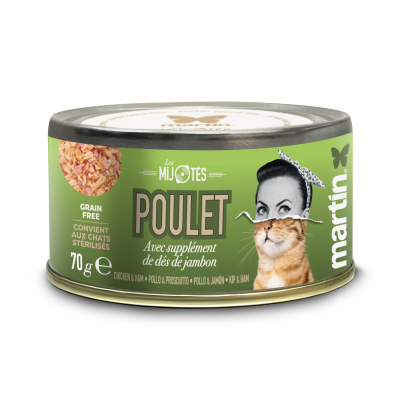 Martin Food - Mijotés de poulet et jambon pour chat - 70g - Pack de 12