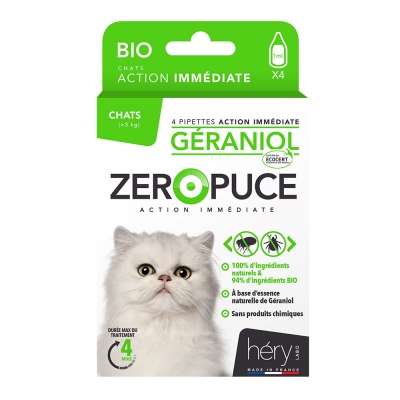 Pipettes antiparasitaire au Géraniol Bio pour Chats x 12