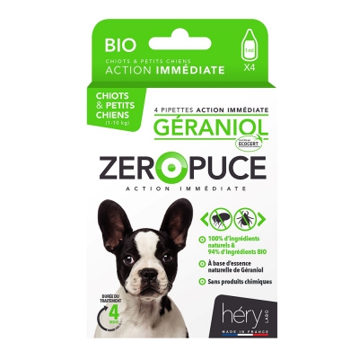 Pipettes antiparasitaire au Géraniol Bio pour chiots & petits chiens x 12