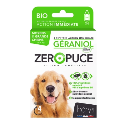 Pipettes antiparasitaire au Géraniol Bio pour moyens & grands chiens x 12