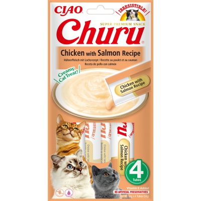 Purée CHURU au poulet et saumon pour Chat x12