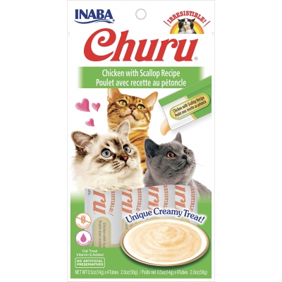 Purée CHURU au Poulet pour Chat  - Saveur Poulet et Pétoncle