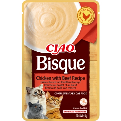 Purée CHURU BISQUE au Poulet et bœuf pour Chat x12
