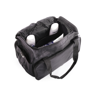 sac de rangement noir vivog ouvert vue dessus avec accessoires