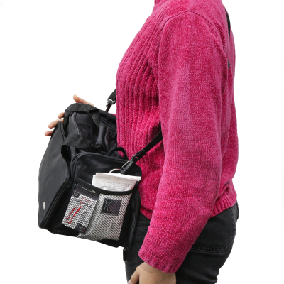 sac de rangement noir vivog porte en bandouliere vue de face