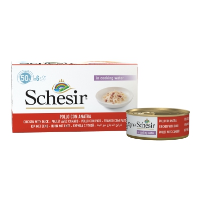 Schésir 6x50g Poulet canard Chat dans l'eau de cuisson 