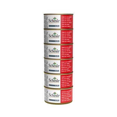 Schésir 6x85g Thon Crevettes Chat en gelée 