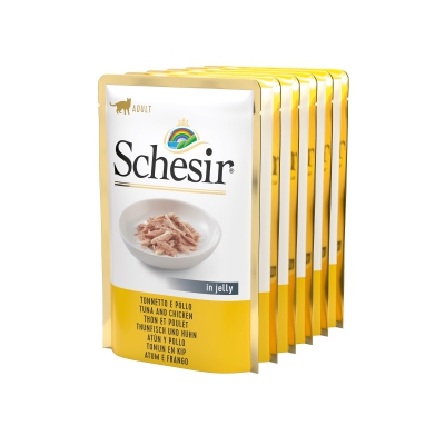 Schésir 6x85g Thon et filets de poulet Chat en gelée 