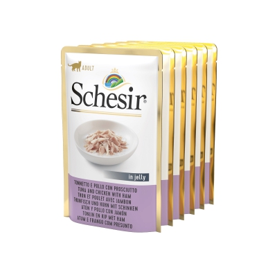 Schésir 6x85g Thon et Poulet jambon Chat en gelée 