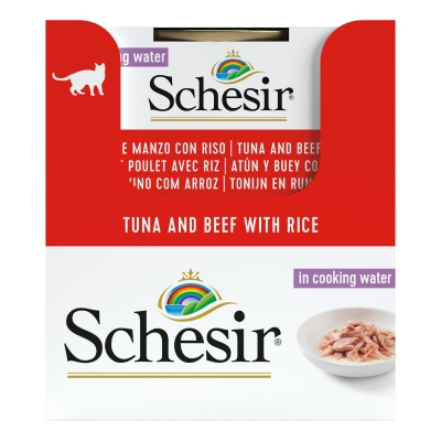 Schésir 85g Thon et boeuf riz  Chat au naturel avec riz