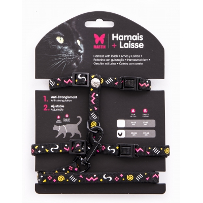 Set de Harnais et Laisse CHAT Carnaval - Noir