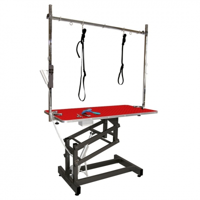 Table électrique à potence simple avec plateau bois - Rouge