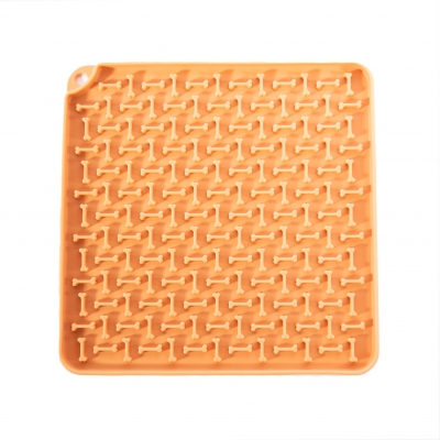 Tapis de léchage "carré" silicone pour chien et chat - jaune