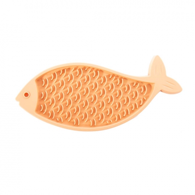 Tapis de léchage "poisson" silicone pour chat - jaune