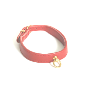 Leather collar - Lamb - 3.5cm - red