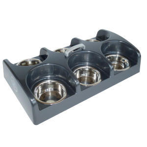 Stainless steel feeder bowl for puppy - 750ml x 6 - grey