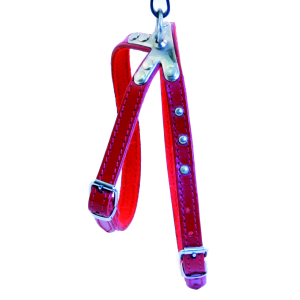 Leather harness - Felt and stud - T45 - Red