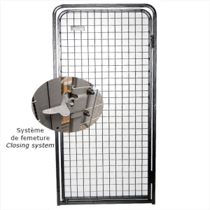 Panneau avec porte pour chenil modulable - T80 - gris