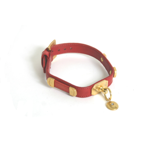 Leather collar - Strap - <40cm - 1.8cm - red