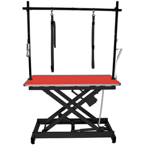 Table de toilettage électrique bois CROISEE - 120x60cm - rouge