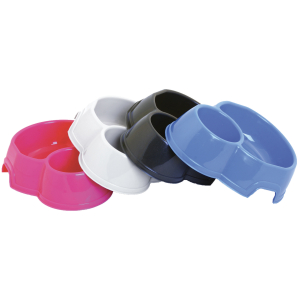 Double plastic cat bowl - Plastic Mix - 400ml - multicoloured