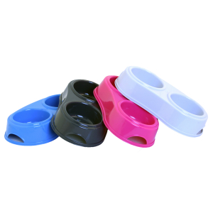 Gamelle double en plastique - Plastique Mix - 600ml - multicolore