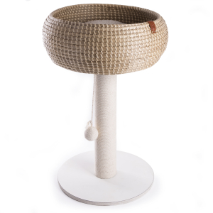 Arbre à chat avec panier en papyrus - Blanca - 71cm - blanc