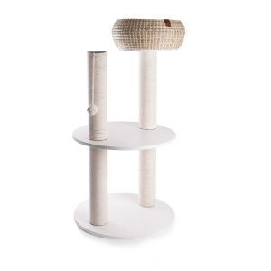 Arbre à chat avec panier et plateforme - Blanca - 98cm - blanc