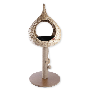 Arbre à chat avec niche en jacinthe d'eau - Bali - 114cm - marron